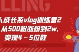 个人成长系vlog训练营2期，从500粉涨粉到2w，变现4～5位数