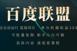 百度联盟 全自动运行 运行稳定 单机300+ 项目稳定 新手 小白可做