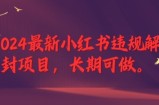 2024最新小红书违规解封项目，长期可做，一个可以做到退休的项目【揭秘】