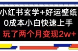 小红书的风水玄学 好运壁纸游戏玩法，0成本费新手快速入门，玩2个月转现2w  【揭密】