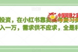 不用投资，在小红书靠卖高考复习资料，月入一万，需求供不应求，全是利润【揭秘】