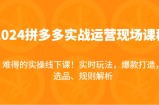 2024拼多多平台实战演练经营当场课，即时游戏玩法，爆款打造，选款、标准分析，不可多得的实际操作面授课！
