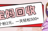 最新小红书母婴号宝妈粉回收项目，1个粉2元，一天轻松500+案例分享【粉丝包回收】