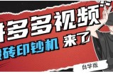 拼多多视频搬砖印钞机玩法，2021年最后一个短视频红利项目