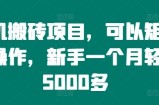 手机搬砖项目，可以矩阵化操作，新手一个月轻松5000多