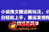 小说推文搬运新玩法，小白轻松上手，搬运发视频让搞钱更简单