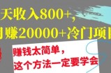 1天收入8张，月赚2w+冷门项目，赚钱太简单，这个方法一定要学会【干货】