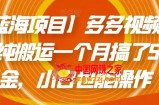 【蓝海项目】多多视频带货，纯搬运一个月搞了5w佣金，小白也能操作【揭秘】