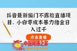抖音最新偏门不露脸直播项目，小白零成本暴力撸金日入1000+