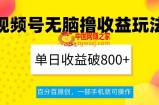 视频号无脑撸收益玩法，单日收益破800+，百分百原创，一部手机就可操作【揭秘】
