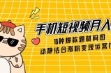 手机短视频月入6万，10种爆款题材构图，动静结合涨粉变现运营技巧