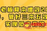 老板降本增效20讲，管好三本五效，实现低本高效