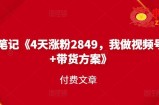 峰子笔记【4天涨粉2849，视频号引流带货方案】付费文章