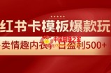 小红书卡模板爆款玩法，售卖情趣内衣，日盈利500+【揭秘】