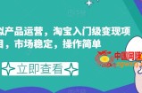 淘宝虚拟产品运营，淘宝入门级变现项目，市场稳定，操作简单