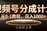 （11931期）微信视频号分为方案，从0-1实例教程，日入1000