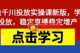 巨量千川投放实操课新版，学会投放，稳定直播稳定增产