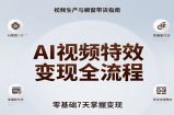 AI视频特效变现全流程，零基础7天掌握视频生产到橱窗带货变现