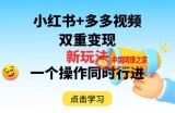 多多视频+小红书，双重变现新玩法，可同时进行【揭秘】