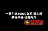 一天引流10000女粉，博主粉教程揭秘（价值两万）