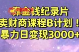 财经纪录片联合财商课程的变现策略，暴力日变现3000+，喂饭级别教学【揭秘】