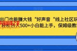 不出门也能赚大钱“好声音“线上社区玩法，轻松日入500+小白能上手，保姆级教程【揭秘】