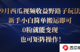（12760期）西瓜视频收益野路子玩法，新手小白简单搬运即可，0粉就能变现，也可矩&amp;#8230;