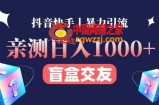 亲测日收益1000+的交友盲盒副业丨有手就行的抖音快手暴力引流
