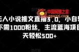 抖音无人小说推文直播3.0，小自轻松操作，不需1000粉丝，主流蓝海项目，每天轻松500+【揭秘】
