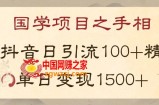 国学项目新玩法利用抖音引流精准国学粉日引100单人单日变现1500【揭秘】