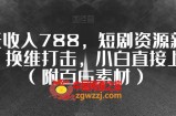 一天收入788，短剧资源新玩法，换维打击，小白直接上手（附百G素材）【揭秘】