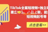 TikTok全案短视频+独立站，包括：建立域名、产品上架、能自主从0-1短视频起号等