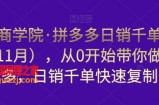 拼多多日销千单训练营（更新11月），从0开始带你做好拼多多，日销千单快速复制