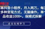 如何靠抖音小程序，月入两万，每天两小时多种变现方式，无脑操作，单个作品收益1000+，保姆式拆解
