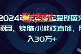 2024年全年稳定变现蓝海项目，烧脑小游戏直播，月入30万+【揭秘】