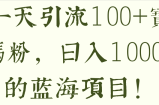 一天引流100+宝妈粉，日入1000+的蓝海项目！【视频教程】