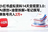 小红书虚拟资料14天变现营3.0：AI原创+油管拆解+笔记撰写，单账号月入2万+