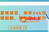 最新蓝海项目，快手24h无人直播短剧，轻松月入过万【揭秘】