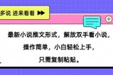 最新小说推文形式，解放双手看小说， 操作简单，小白轻松上手，只需复制粘贴