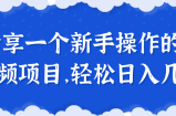 分享一个新手操作的短视频项目，轻松日入几百！【视频教程】