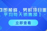重回即颠峰，男粉项目重磅回归，平均每天销售额1-4W
