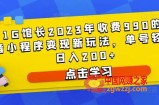 D1G馆长2023年收费990的抖音小程序变现新玩法，单号轻松日入200+