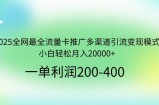2025全网最全流量卡推广多渠道引流变现模式，小白轻松月入20000+