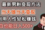 暴利项目最新风口，男粉自动变现，永不凋谢的网创项目，轻松日入500＋